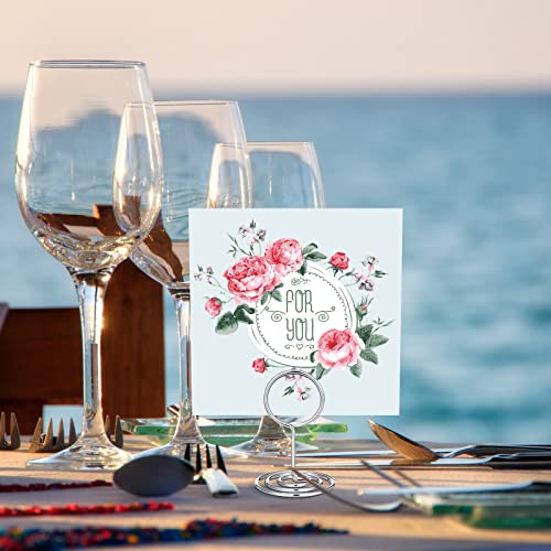 Sherr 60 Pcs Table Number Holder Mini Place Card Holder 2 Inch Table Number Stands Office Memo Holders Name Card Holder Clips Wire Photo Holder Sign for Wedding Menu Picture(Silver)