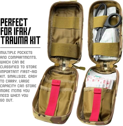 Tactical Ifak Trauma Kit Emergency First Aid Stop The Bleed Ifak Refill, Ifak Med Kit Trauma Refill Military Medical Supplies Kit Pack for Duty Belt - color: GREEN