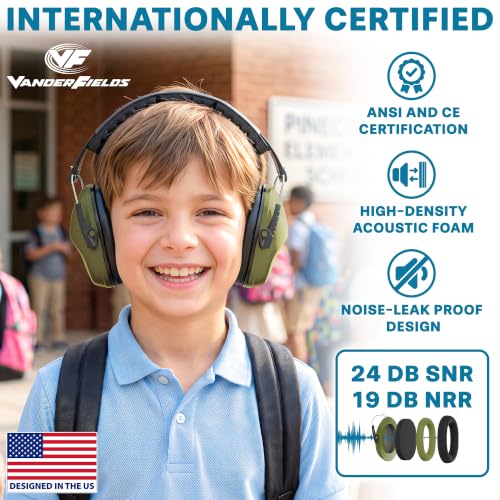 Kids Noise Canceling Headphones - 31 dB (2K Hz) - Ear Protection Earmuffs - color: Green