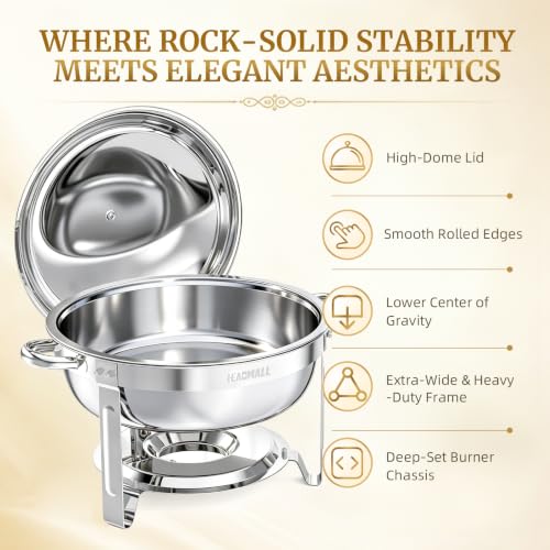 HEADMALL Chafing Dishes for Buffet 4 Pack, 6QT Gold Food Warmers for Parties Buffet Servers, Warming Trays for Wedding, Birthday Party or Holiday Celebration (4, Silver) - color: Silver