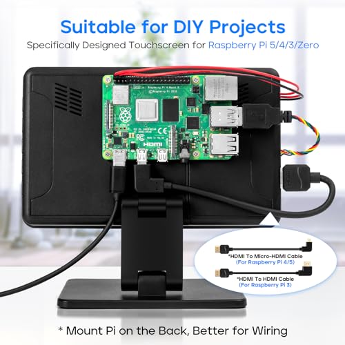 ROADOM 7" Touchscreen Monitor, 1024x600 IPS Raspberry Pi Screen, HDMI - size: 7 Inch