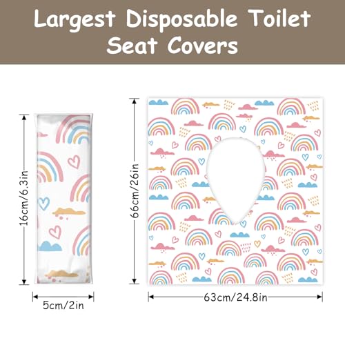 20 Pack Toilet Seat Covers Disposable for Bathroom, Extra Large XL Size Waterproof Covers for Toddler Potty Training, Individually Wrapped Portable for Adults Kids Travel Trip Airplane -Rainbow - size: 20 Count