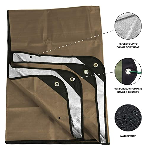 Arcturus Insulated Tarp, Reusable Heavy Duty Thermal Survival Blanket โ 60x82in, Reflects 90% Body Heat, Waterproof, Windproof, 3-Layer Design, Reinforced Grommets, Coyote Brown - color: Coyote Brown