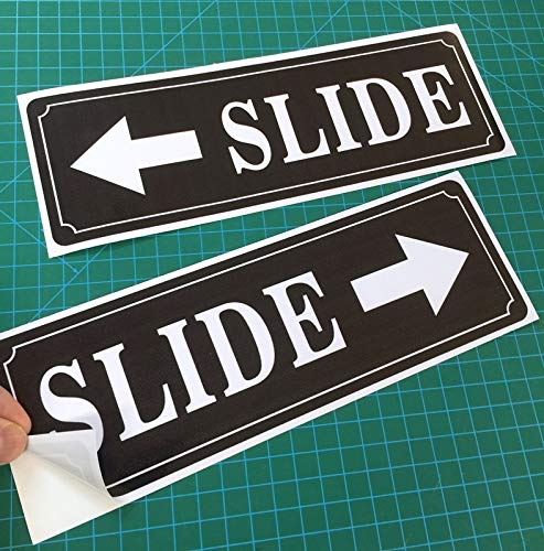 Outdoor/Indoor (2 Pack) 9" X 3" - Slide Door Caution Warning Sign Black & White Adhesive Vinyl Decal Label Sticker - for Home, Business Store, Shop, Cafe, Office, Restaurant etc.