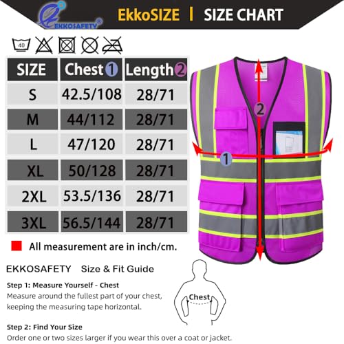 Purple Reflective Safety Vest for Men Women,EKH1,Purple,M - color: Purple, size: Medium
