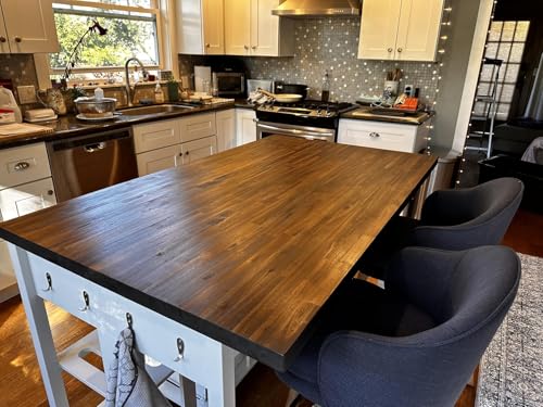 Howizz Walnut Butcher Block Countertop 60 x 36 x 1.5 Inches - Solid Wood Table Top for Island Kitchen Countertop, Desk Top, Dining Table, Workbench Top - color: Acacia - Finger Joint - Walnut - Finished, size: 60"L x 36"W x 1.5"Th