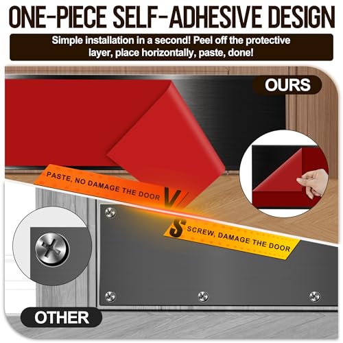 2 PCS 8" x 36" Self Adhesive Brushed Door Kick Plate for 38" Door Bottom - color: Brushed Black, size: 8"*36"