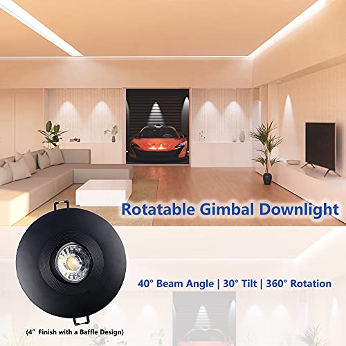 POPANU 4 Inch LED Recessed Lights 6 Pack, Adjustable Gimbal Downlight,Black - color: Black, size: 4 Inch