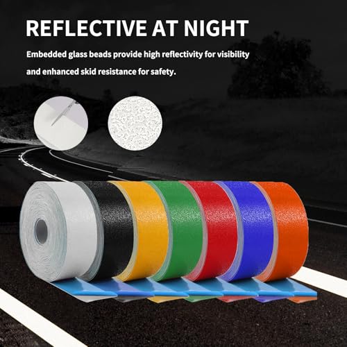 Reflective Pavement Marking Tape Slip-Resistant and Durable, Heavy-Duty Rubber Base for Outdoor Applications, Perfect for Driveways, Walkways, and Parking Areas (White, 4 Inch X 148 Feet) - color: White, size: 4 Inch X 148 Feet