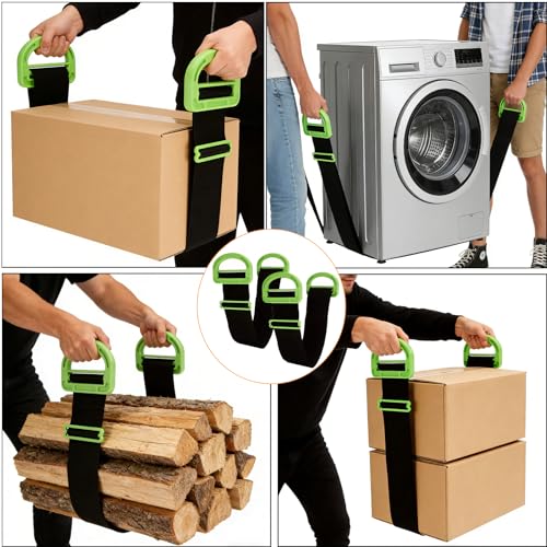 2Pack One-Person Moving Straps Lifting Straps up to 600lbs - color: Green