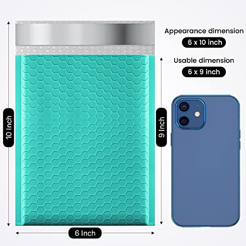 Fuxury 300 Pack Teal Bubble Mailers 6x10 Small Bubble Shipping Envelopes - color: Teal, size: 6x10" 300PC