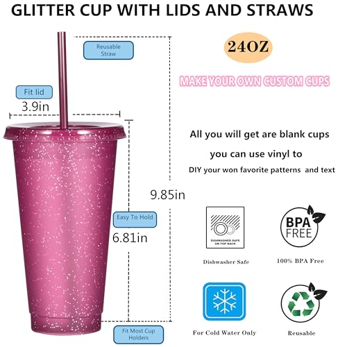 Suertestarry Tumbler with Straw and Lid,Water Bottle Iced Coffee Travel Mug Cup,Reusable Plastic Cups,Perfect for Parties,Birthdays,24oz-5 Pack (Rainbow, 5pack) - color: Rainbow, size: 5pack