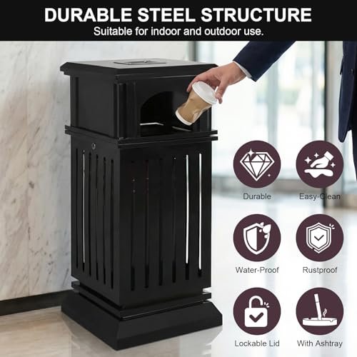 Commercial Trash Can with Removable Inner Bucket & Lid Side Opening Waste Bin Large Capacity for Home/Office/Restaurant/Restroom