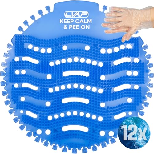 Urinal Screen Deodorizer (12 Pack) Odor Protection for Toilets in Office, Schools, Restaurants Bathroom, BLUE Anti-Splash - 12 Urinal Cakes + 12 Free Gloves - color: BLUE-12pcs