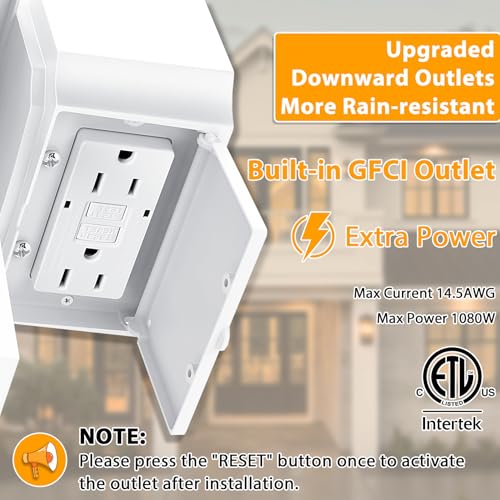 Porch Lights with GFCI Outlet, Dusk to Dawn Outdoor Wall Sconce White - color: White, size: 1-Pack-Dusk to Dawn