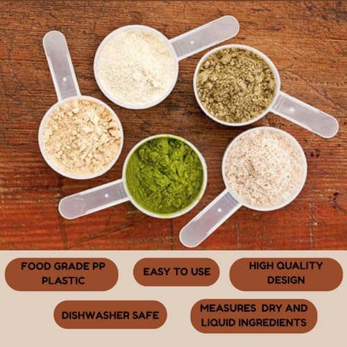 5cc Long Handle Measuring Scoop (1 Teaspoon / 5mL) - Heavy-Duty Plastic Spoon for Powders, Pre-Workout, Supplements, and Spices, 3-Pack