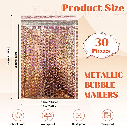 30 Pcs Holographic Bubble Mailers,Poly Padded Envelopes,11 X 7 Inch - color: Rose Gold