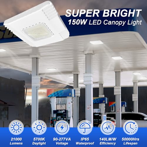 150W LED Gas Station Canopy Light (1-Pack), 21000LM 5700K, Surface Mount - size: 1-Pack