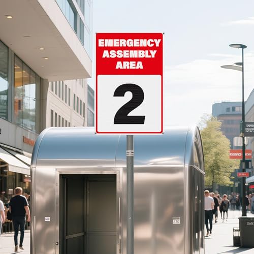 2 Pack Emergency Assembly Area 2 Sign 18 × 12 Inch for Outdoor Use - style: Emergency Assembly Area 2 Sign
