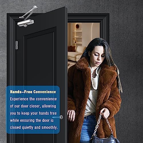 Ougourim Door Closers Commercial Heavy Duty Automatic Door Closer Residential Grade 3 Spring Hydraulic Door Closer, 6.88" x 1.5" Small, Silver - color: Silver, size: 6.9" x 1.5" x 2.4"