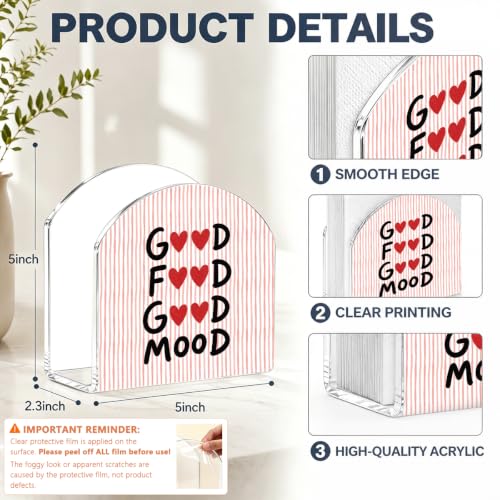 Good Food Good Mood Heart Print Acrylic Napkin Holder for Home Table Decor - color: GOOD