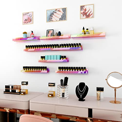8 Pack 15 Inch Iridescent Acrylic Floating Wall Shelves, Rainbow Shelves - color: 15in-iridescent-8 Pack