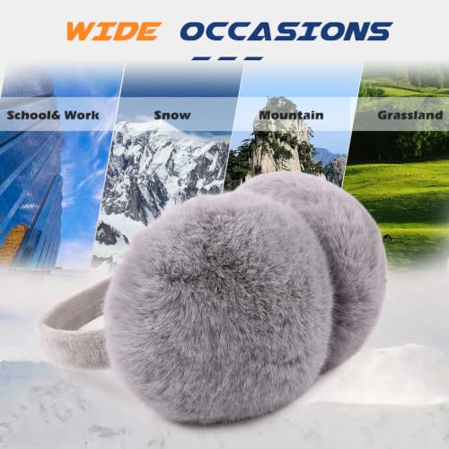 Peecabe Winter Women Earmuffs Faux Fur Unisex Ear muffs Foldable Ear Cover - color: Gray Band
