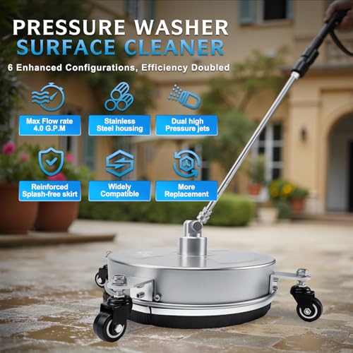 RAYNEL 14" Pressure Washer Surface Cleaner, Power Washer Accessory - size: 14 Inch