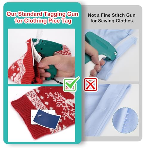 Tagging Gun for Clothing with Case, Standard Retail Price Tag Attacher Gun Kit for Clothes Labeler with 6 Needles, 1000pcs 2" Fasteners for Store Warehouse Consignment Yard Sale(Not Mini Stitch Gun)