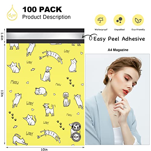 JinRuiKJ 10x13 Boutique Poly Mailers 100 Pack, Yellow Pets Design - color: Naughty Cat-Yellow, size: 10x13'' - 100 Pack