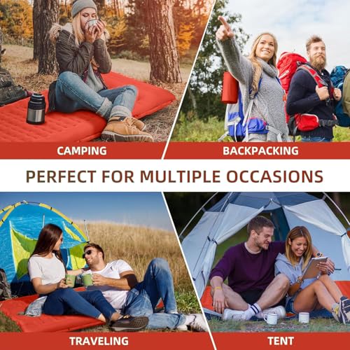 FNARMW Camping Sleeping Pad, Extra Thick 5 Inch Camping Mat with Pillow Built-in Foot Pump Inflatable Sleeping Pads Compact for Camping Backpacking Hiking Traveling Tent(Orange-Black) - color: Orange-black