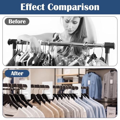 36 Pack White Clothing Rack Size Dividers with 50 Large Blank Labels, Rectangular Clothing Closet Dividers, Reusable Closet Separators for Wardrobe Organization