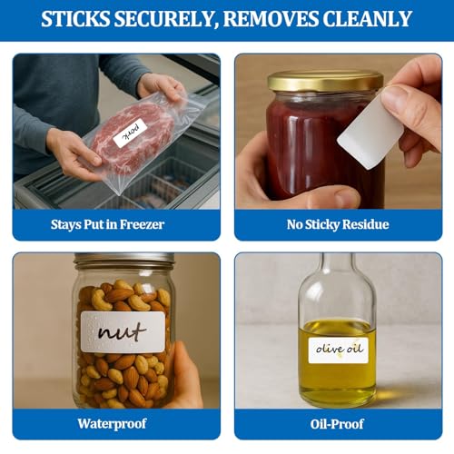 1000 Pack Blank Removable Freezer Labels Food Labels for Containers, Pantry Organization Waterproof, Write-On Freezer Labels for Kitchen, Restaurant & Grocery (1 * 2 Inch) - size: 1000 Pack