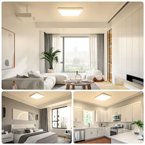 LightingWill 12Inch 24W Square LED Ceiling Light Fixtures Flush Mount, 2800K Warm White LED Ceiling Lamp, Surface Mount Modern Ceiling Lights for Bedroom, Kitchen, Bathroom, Living Room - color: Warm White, size: 12 inch White