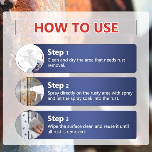 2PCS Highly Concentrated Rust Stain Remover, Heavy Duty Rust Removal for Metal, Fast Acting Rust Removal for Tools, No Scrubbing, Stainless Steel & Automotive Parts