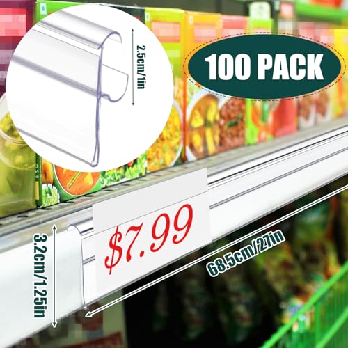 Fulmoon 100 Pcs Shelf Label Holder 27 x 1.26 Inch Wire Shelf Label Holder