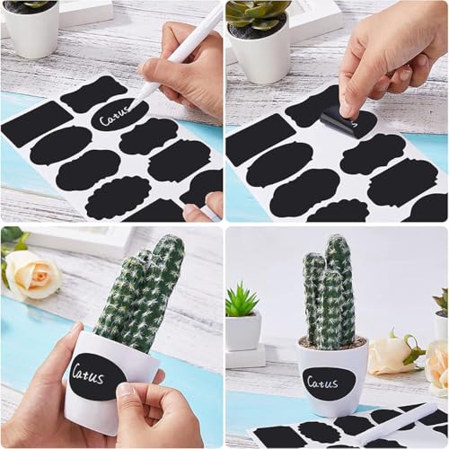 Chalkboard Label 300 Pcs Waterproof Reusable Labels for Food Containers Chalk Sticker Labels with 3 Liquid Chalk Markers for Mason Jars, Parties Decoration, Craft Rooms, Storage, Home, Kitchen - color: 300pcs With 3 Markers Black
