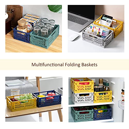 2 Pack Stackable Storage Crates, Plastic Foldable Baskets Small Blue - color: Blue, size: Small: 11.8" x 7.8" x 4.7"