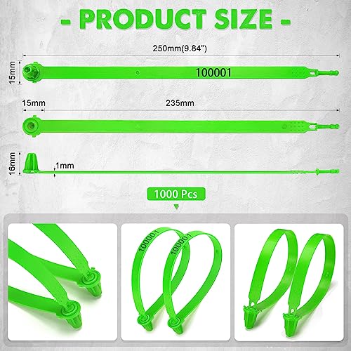 Roowest 1000 Pcs Plastic Truck Trailer Seals Numbered Security Tags,Green - color: Green