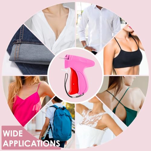 Stitch Gun for Clothes - Handheld Stitch Gun Quick Clothing Fixer - Tagging Gun - Includes 6 Needle, 1000 Black Fasteners & 1000 White Fasteners - color: pink-red