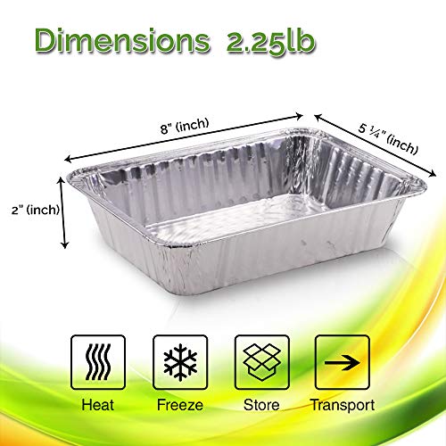 Diplastible Disposable Aluminum Pans with Lids | 10 pack 1-Dinner Portion Pan Oblong Cookware Pans Best Use for Baking, Meal Preparations, Cooking, Roasting, Grilling, Toasting | With Foil Lids