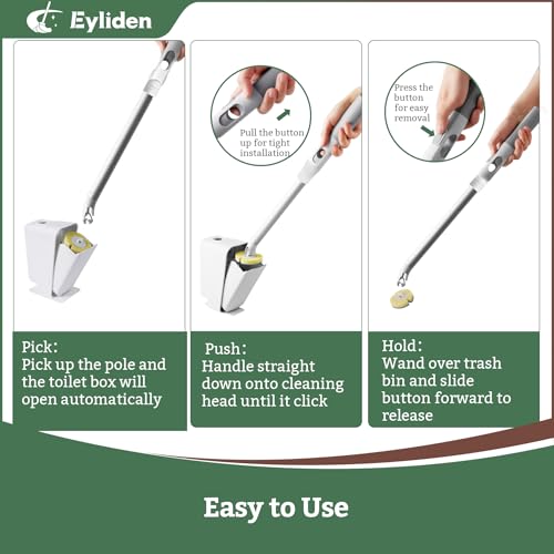 Eyliden Disposable Toilet Brush Set, Wand with 40 Refills & Holder