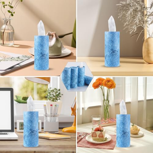 SINGARO Car Tissue Holder, 4 Pack Car Cup Holder Facial Tissues with Travel Tissue Bag, Quick and Convenient Flower Combination Box(4 Canisters/200 Tissues) Blue - color: Blue