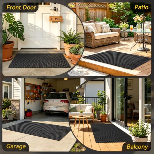 Door Mat Outside Entrance Drainage Waterproof Mat, Black 24"x36" - color: Black-a, size: 24"x36"
