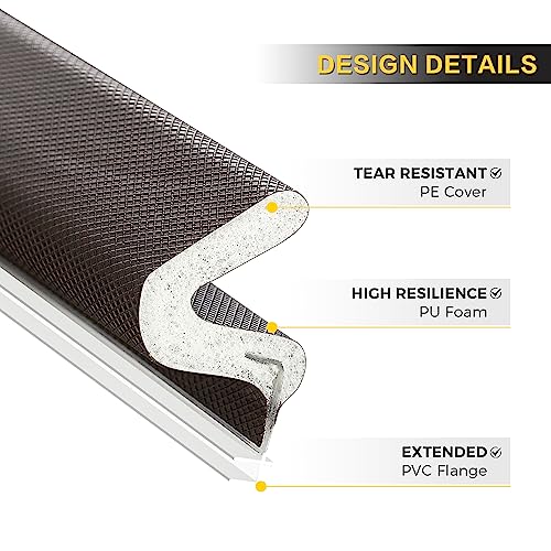 Ravinte Weather Stripping Door Seal, Q-Shaped Kerf Foam Strip, 26 FT, Brown - color: Brown, size: 26 Feet