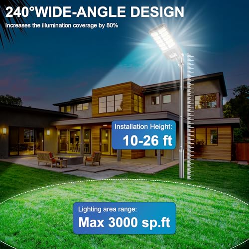 Solar Street Lights Outdoor Waterproof - Commercial Outdoor Solar Light, Fast Charging, 120pcs High Brightness LED Solar Parking Lot Lights Dusk to Dawn - size: L-1Pack