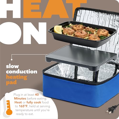 HOTLOGIC Mini Heated Lunch Box - Portable Electric Food Warmer for Men and Women - Great for Work, Office, and Construction - Cook, Reheat, and Eat on the Go - 120V - Blue (Pack of 2) - color: Blue, size: 120V (Pack of 2)