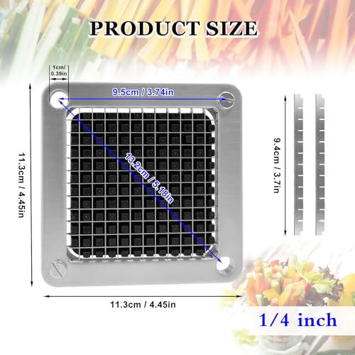 2 PCS Replacement Dicer Chopper 1/4" Blades with Pusher Block - color: 1/4''&1/4'' blade