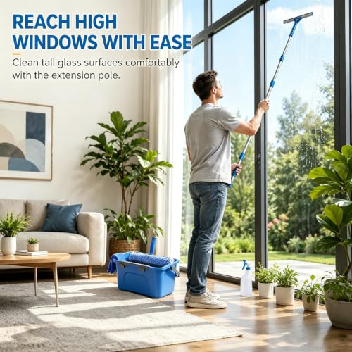 120“Professional Squeegee Window Cleaning Kit with Extension Pole - style: 120"Window Squeegee