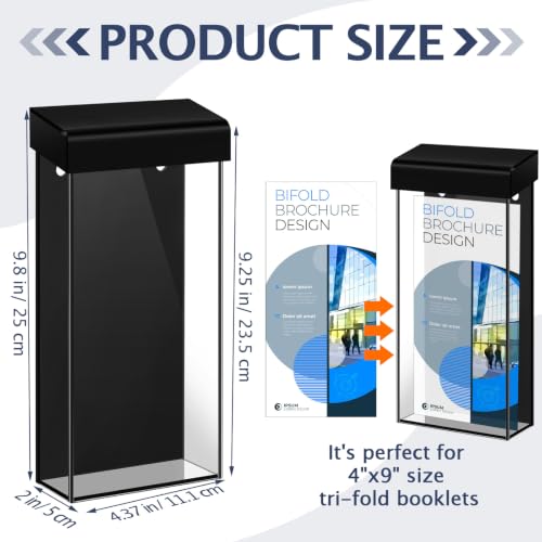 Remerry 3 Pcs Acrylic Outdoor Brochure Holder 4 x 9 Inch Waterproof Wall Mount Literature Box with Lid Pamphlet Holder for Pamphlet Map Menu Display (Black) - color: Black